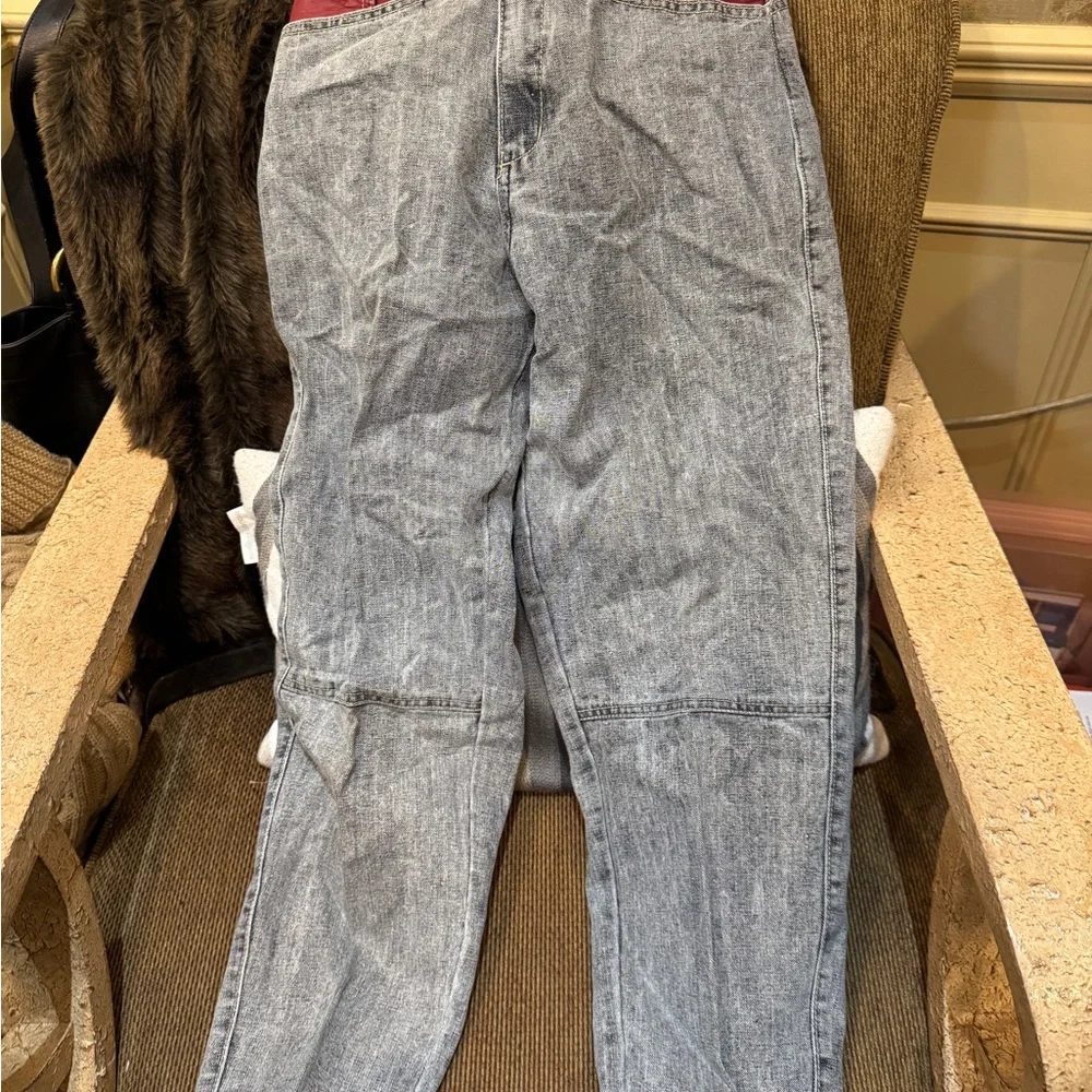 Womens Bon‎ Jour 1980’s  Blue and Red leather Trim Jeans size size 5:6